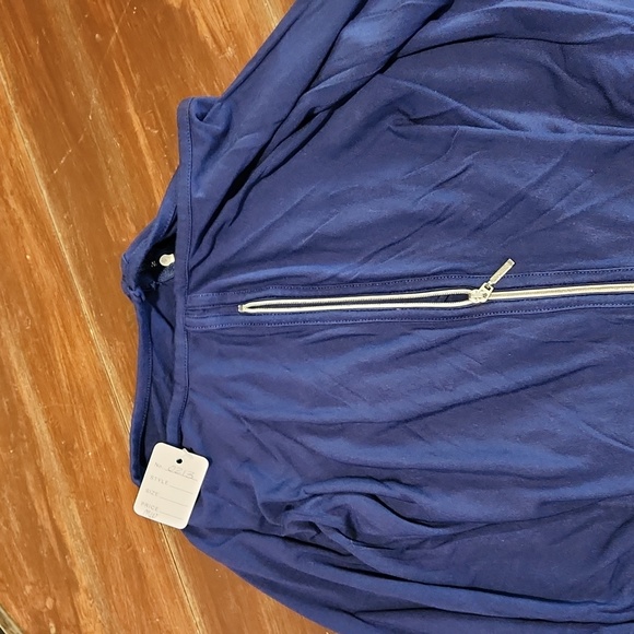 Deep Purple Cold Shoulder Zipper Sleeve Blouse (213) - Picture 4 of 5